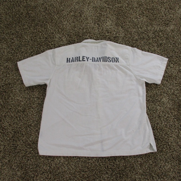 Harley-Davidson Other - Harley-Davidson Shirt Men's XL White Gray Button Down Short Sleeve Biker